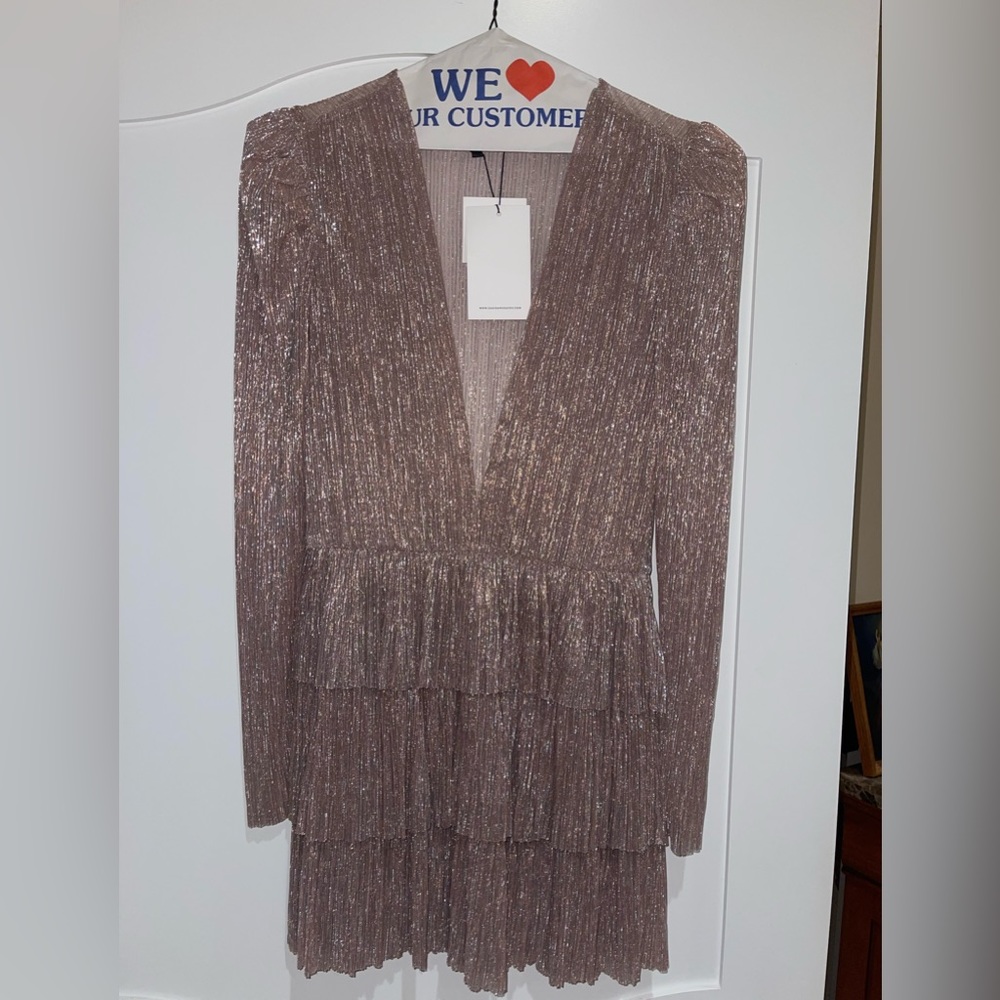 Metallic pink mini dress